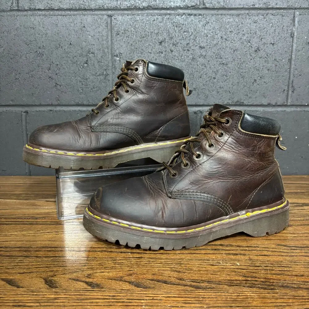 Vintage Dr Martens Made in England Men’s 9 Brown Leather 6 Eye Ankle Boots